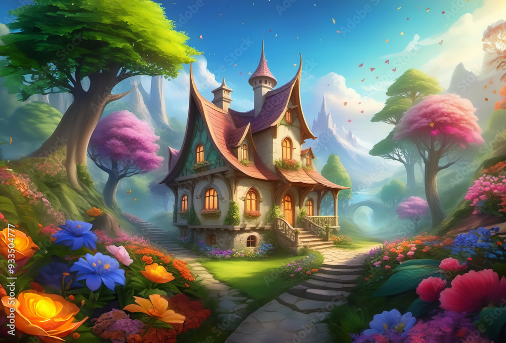 Houses in a fairytale forest. Houses in a fairytale forest.
