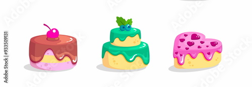 cakes fruit illustration food isolateds on white background photo