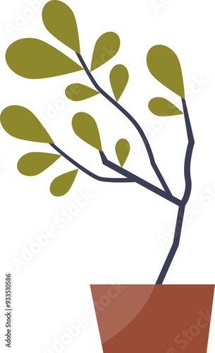 Illustration of a stylized bonsai tree in a pot, symbolizing tranquility and the art of bonsai.