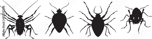 A set of insects. Hand drawn vector illustration	
