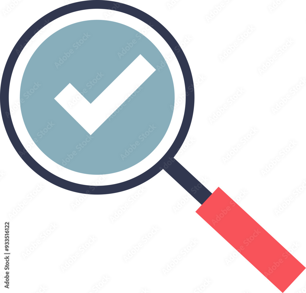 Magnifying glass with a check mark symbolizing search approval or positive verification. Magnifying glass with a check mark symbolizing search approval or positive verification.
