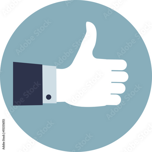 Illustration of a hand giving a thumbs up, symbolizing approval, success, or like.