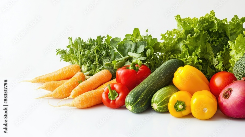 A mix of organic, fresh vegetables with copy space on a clean, white background. Ideal for vegetarian and vegan themes, promoting healthy eating. A mix of organic, fresh vegetables with copy space on a clean, white background. Ideal for vegetarian and vegan themes, promoting healthy eating.