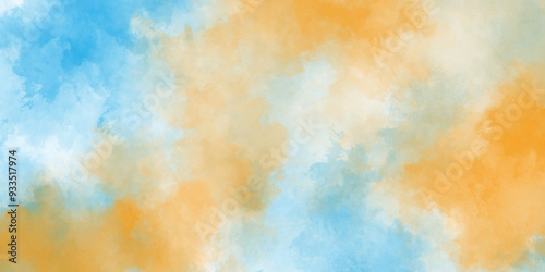 Abstract Art Paint Gradient Design. The painting depicts a sky filled with billowing clouds in various shades of white and gray, abstract modern watercolor hand painted background.