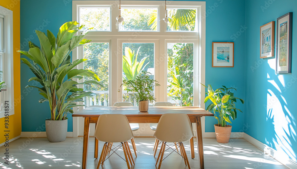 Fototapeta premium Colourful dining room Coastal Interior Design Style