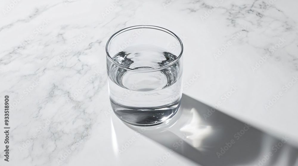 Clear Glass of Water on White Marble Surface Clear Glass of Water on White Marble Surface