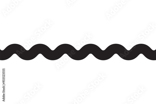 Wave line and wavy zigzag pattern lines. Vector black underlines, smooth end squiggly horizontal curvy squiggles