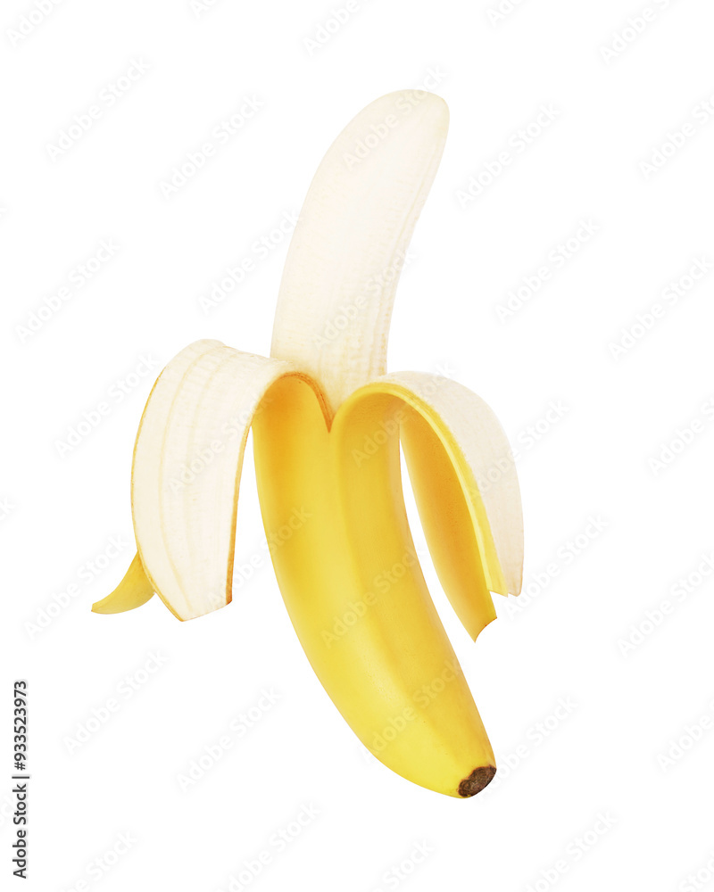Open ripe banana isolated on a white background. Clipping path. Open ripe banana isolated on a white background. Clipping path.