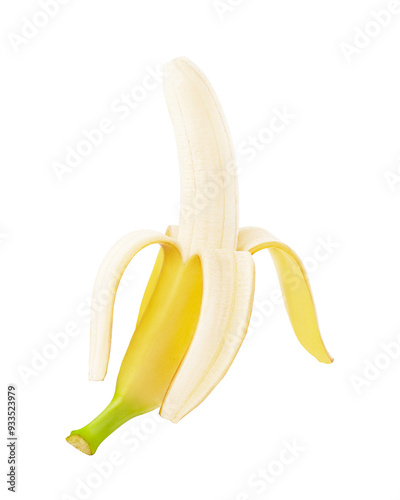 Open ripe banana isolated on a white background. Clipping path.