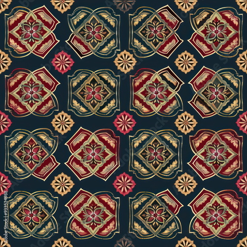 Wallpaper Mural Textile repeat pattern of Thai fabric patterns, seamless Torontodigital.ca