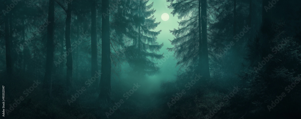 Obraz premium Dark forest in the night