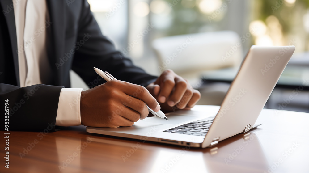 Male student hands typing on a keyboard on digital tablet with a stylus, White and clean learning space, emphasizing the interactive aspects of online learning. Male student hands typing on a keyboard on digital tablet with a stylus, White and clean learning space, emphasizing the interactive aspects of online learning.