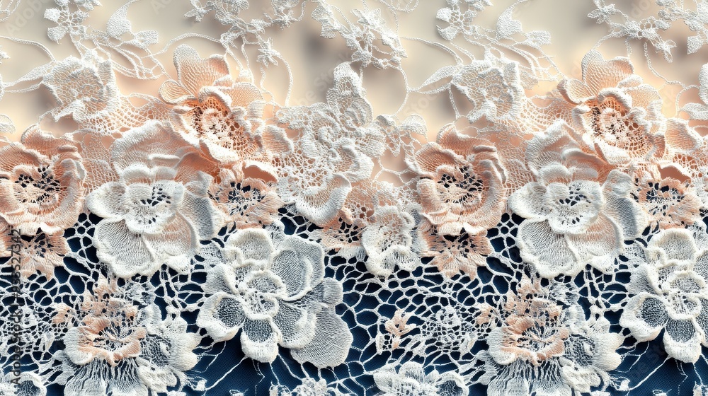 The exquisite and complex lace and ribbon patterns seamlessly blend together, showcasing a vintage texture. Very suitable for textile design, wedding invitations, and women's decoration. The exquisite and complex lace and ribbon patterns seamlessly blend together, showcasing a vintage texture. Very suitable for textile design, wedding invitations, and women's decoration.