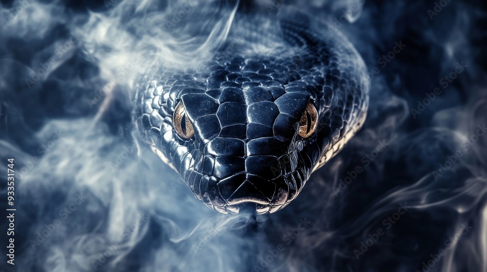 Naklejka premium Black Snake in Smoke