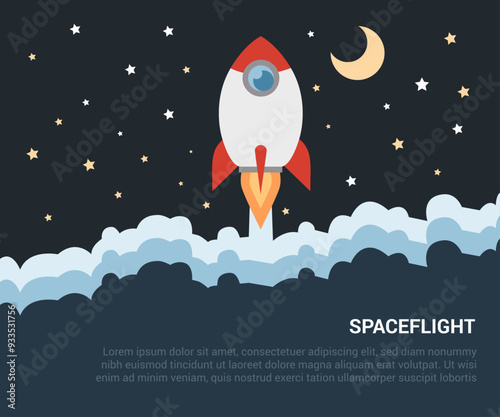 space transport rivalry are flying high up while hovering over a cloud. go to business achievement objective. initiative. startup. inventive thought. representation animation vector