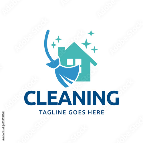 Home Cleaning Services Logo Design Vector. Cleaning broom logo design.