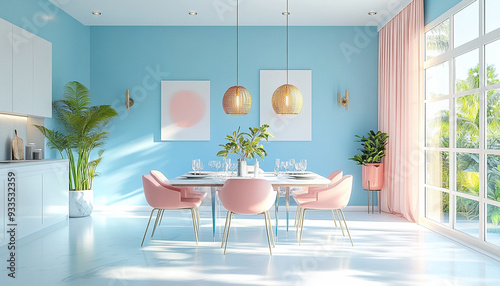 Colourful dining room Global Fusion Interior Design style