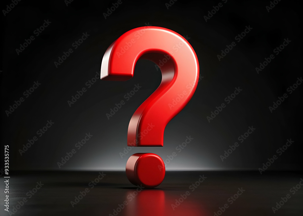 Red question mark on dark background Red question mark on dark background