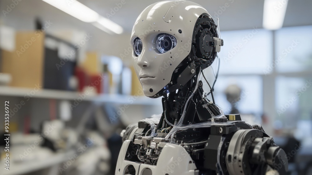 A Close-Up of an Advanced Humanoid Robot