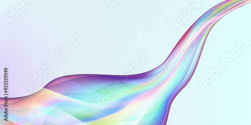 Abstract  holographic wave.Flow iridescent fluid.Dynamic spectrum ribbon.