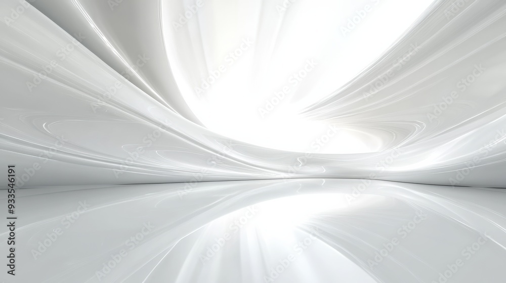 A mesmerizing abstract composition featuring flowing white curves and smooth reflections in a serene, modern style. A mesmerizing abstract composition featuring flowing white curves and smooth reflections in a serene, modern style.
