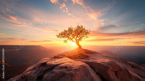 A sunset over a vast desert landscape, highlighting the awe inspiring beauty and power of nature.