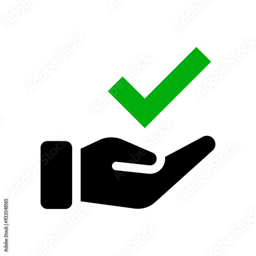 Hand holding check mark icon