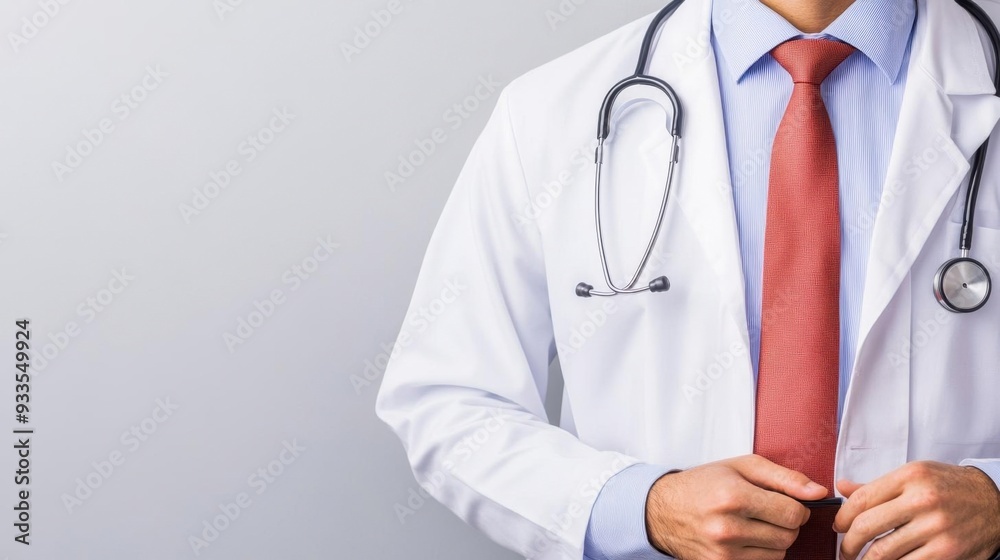 A professional doctor in a white coat preparing for patient consultation, symbolizing healthcare and medical expertise. A professional doctor in a white coat preparing for patient consultation, symbolizing healthcare and medical expertise.