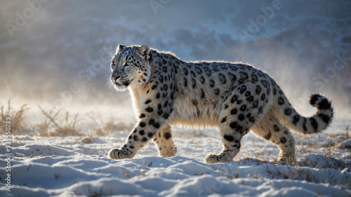 Leopardo delle nevi in inverno photo
