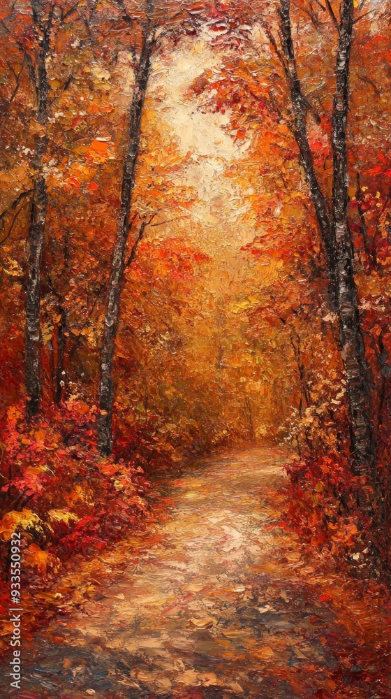 Autumn Palette: Abstract Floral Landscape in Palette Knife Style. Vibrant Oil Painting Capturing Fall's Essence with Textured Blooms and Foliage. Elegant Decorative Art for Seasonal Decor, Gifts, and Autumn Palette: Abstract Floral Landscape in Palette Knife Style. Vibrant Oil Painting Capturing Fall's Essence with Textured Blooms and Foliage. Elegant Decorative Art for Seasonal Decor, Gifts, and