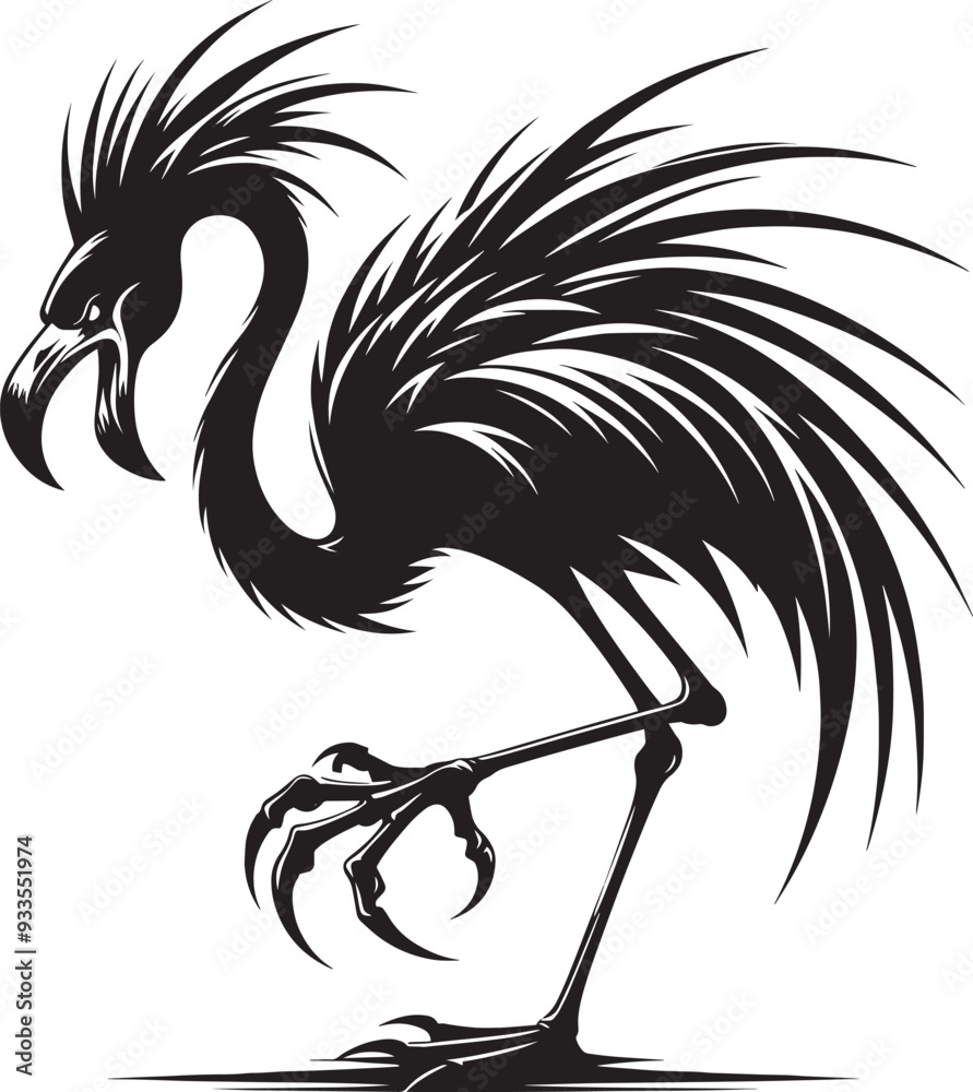 Beautiful flamingo bird silhouette illustration isolated on a white background Beautiful flamingo bird silhouette illustration isolated on a white background