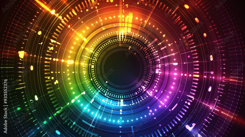 A circular abstract pattern with colorful glowing lights and lines, creating a dynamic and futuristic visual. A circular abstract pattern with colorful glowing lights and lines, creating a dynamic and futuristic visual.