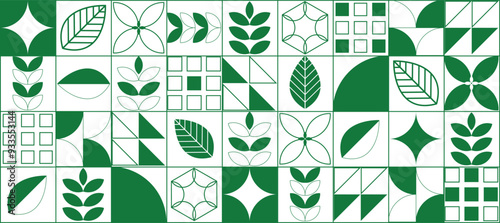 fresh green natural leaf line geometric background pattern