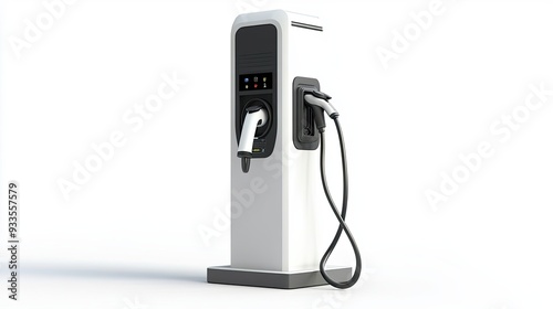 EV charging point with modern design on plain backdrop