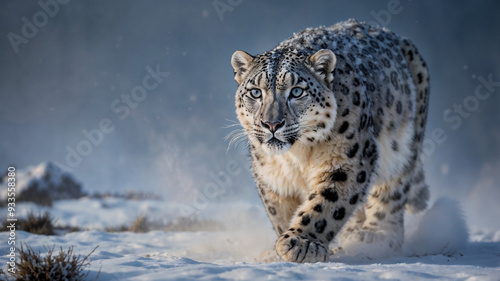 Leopardo delle nevi in inverno photo