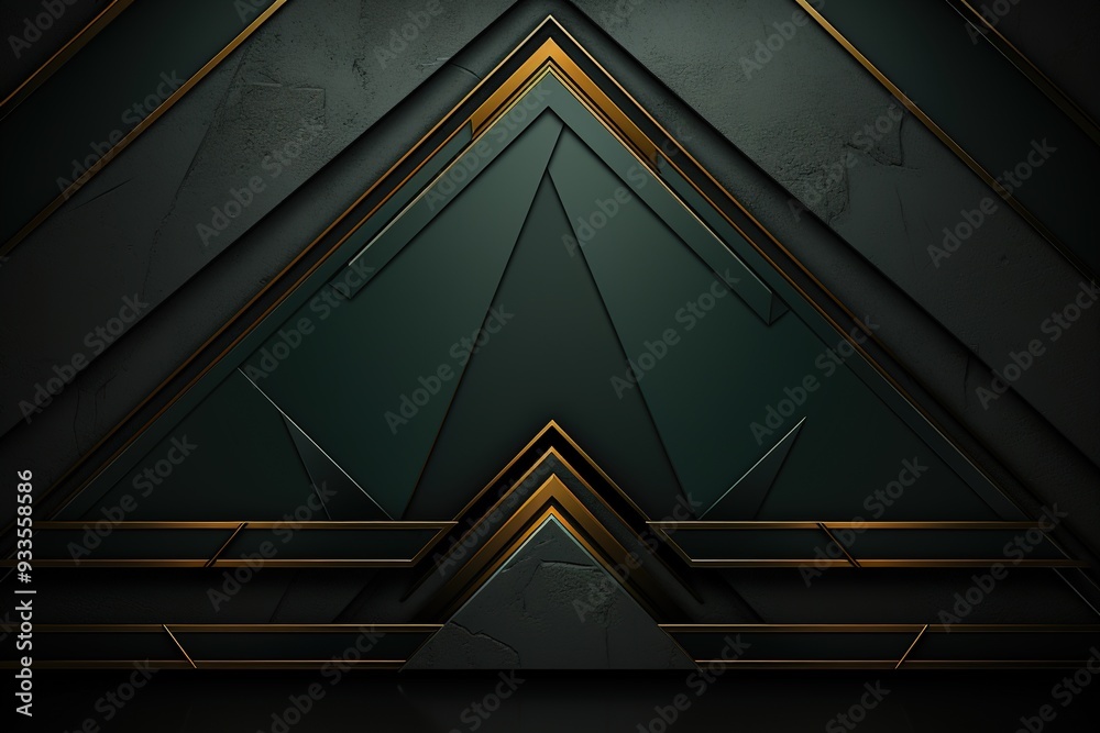 Obraz premium Abstract dark background with gold geometric patterns.