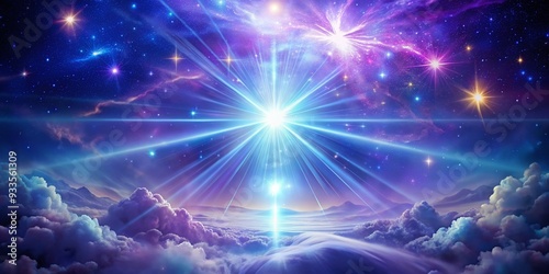 Celestial Healing Light: Healing rays, cosmic energy, star patterns, celestial blues and purples, transcendent atmosphere