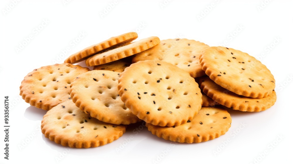 biscuits or crackers, seen from the front, isolated on a clean white background,generative ai biscuits or crackers, seen from the front, isolated on a clean white background,generative ai