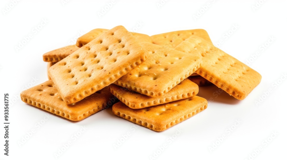 biscuits or crackers, seen from the front, isolated on a clean white background,generative ai