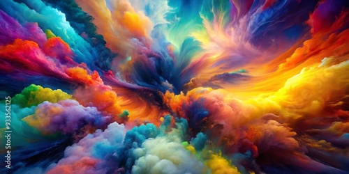 Chromatic Tempest Encounter: Chaotic, explosive, vivid colors, abstract, energetic photo