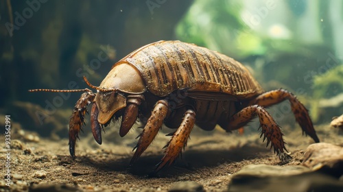 Giant isopod crawling along the ocean floor in a marine habitat photo