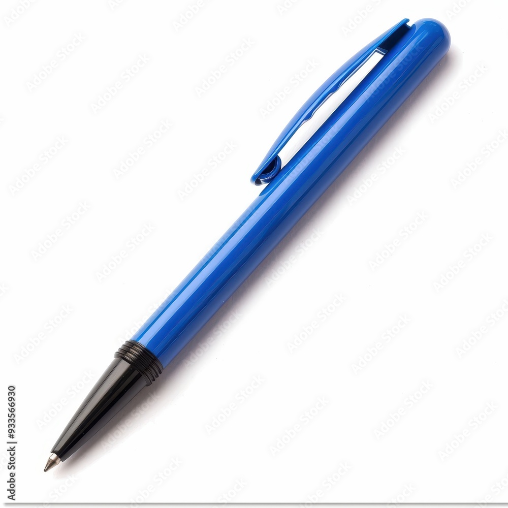 Blue Ballpoint Pen: A Simple Yet Essential Tool, isolated on white background Blue Ballpoint Pen: A Simple Yet Essential Tool, isolated on white background