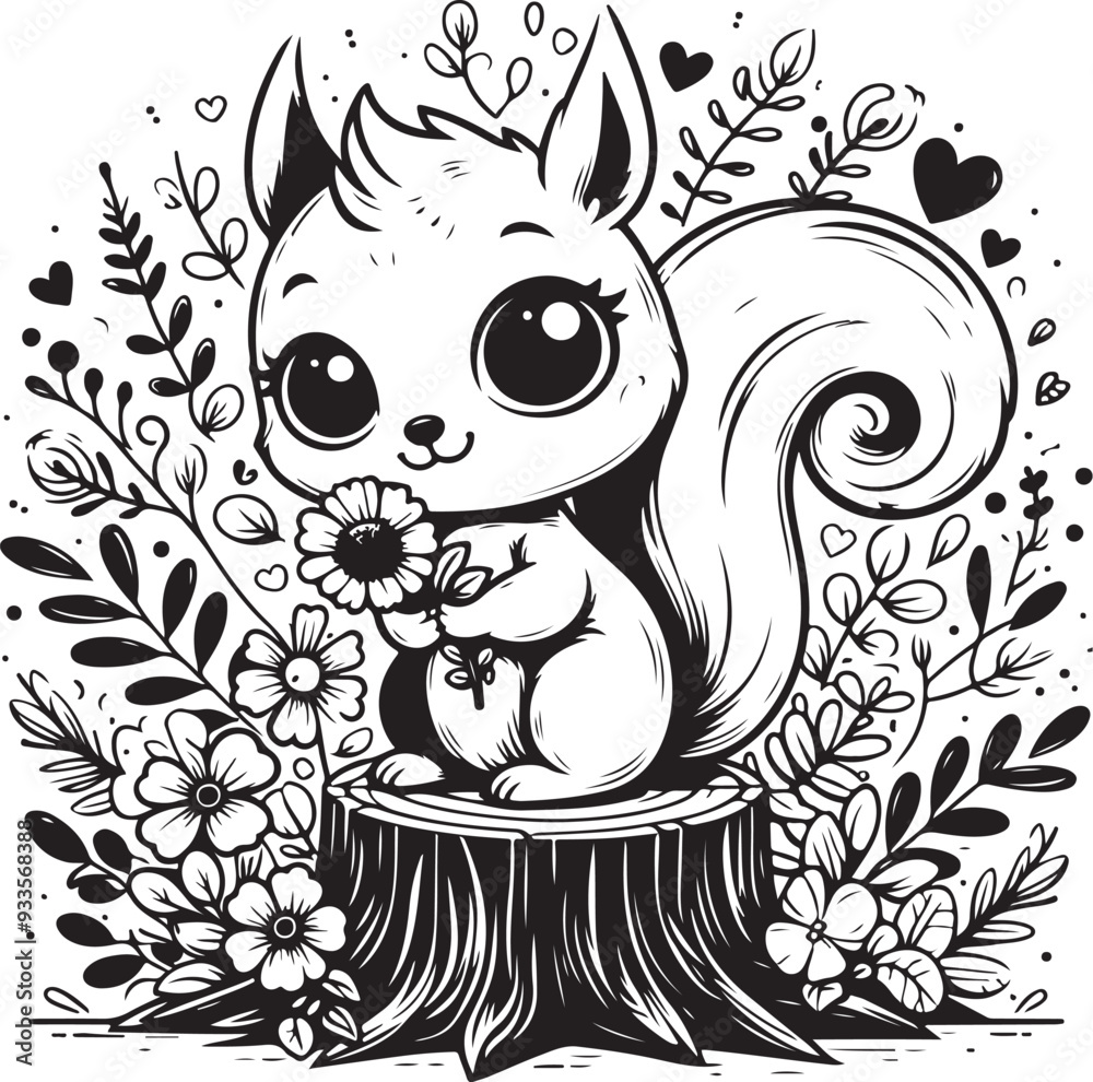 Obraz premium squirrel vector art,graphics squirrel icons set,vintage illustration squirrel clipart,vector squirrel flat style artwork design