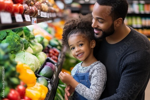 daughter go grocery shopping with parent photo