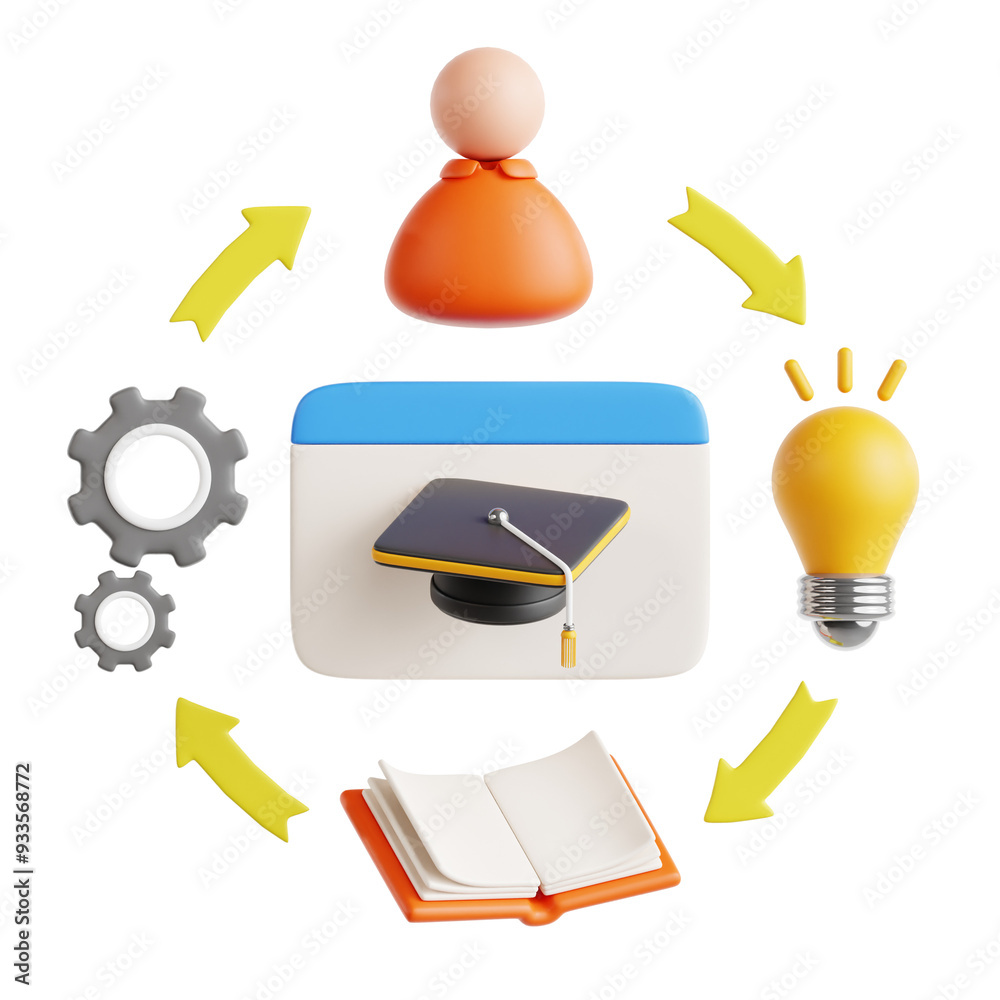 PNG 3D Learning Management System icon isolated on a white background PNG 3D Learning Management System icon isolated on a white background