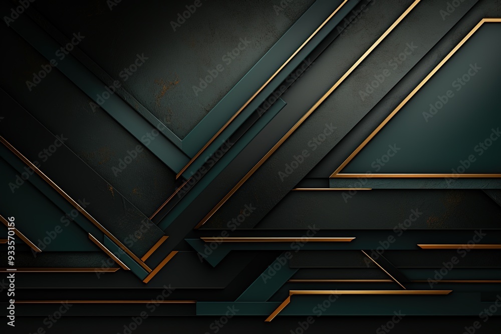 Obraz premium Abstract dark background with gold lines.