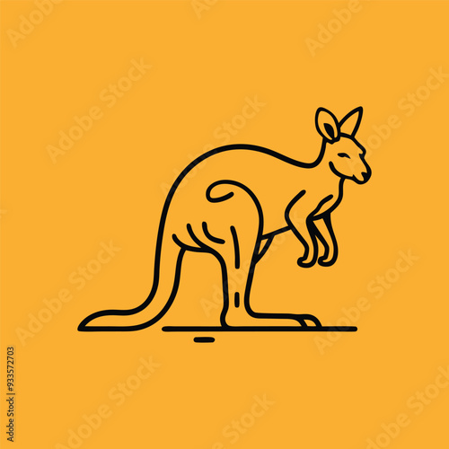 Kangaroo vector outline illustration design.