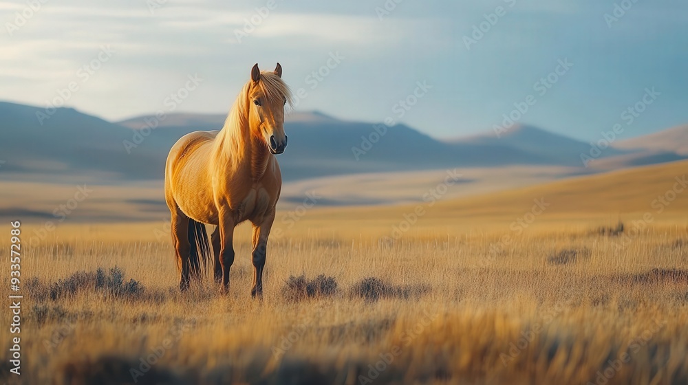 4K Realistic Majestic Przewalski's horse on Mongolian steppes, 4K Realistic Majestic Przewalski's horse on Mongolian steppes,