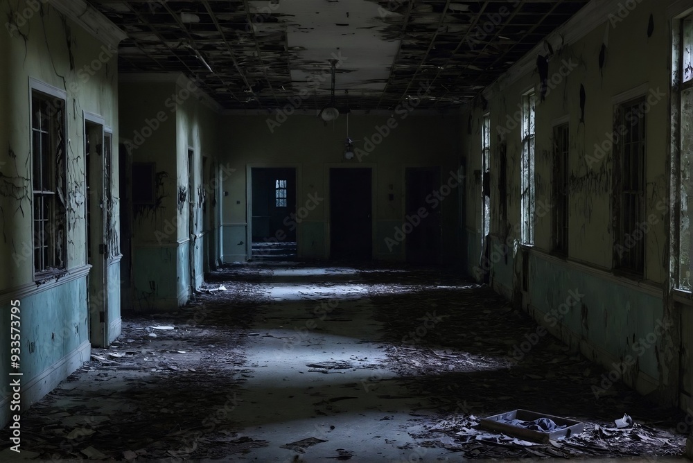 Abandoned Asylum. Horror scene, Halloween, and Ghost Story Concept. Abandoned Asylum. Horror scene, Halloween, and Ghost Story Concept.