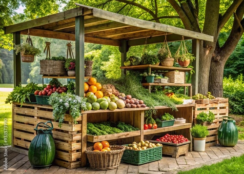 Sustainable Farm Stand: Green, Natural, Handcrafted, Earthy, Organic